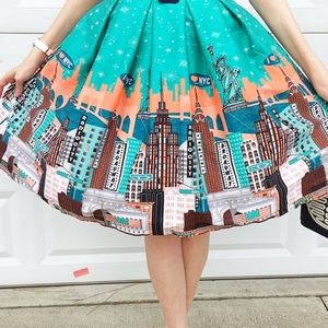 🌻NEW YORK skyline 1950s inspired swing skirt
